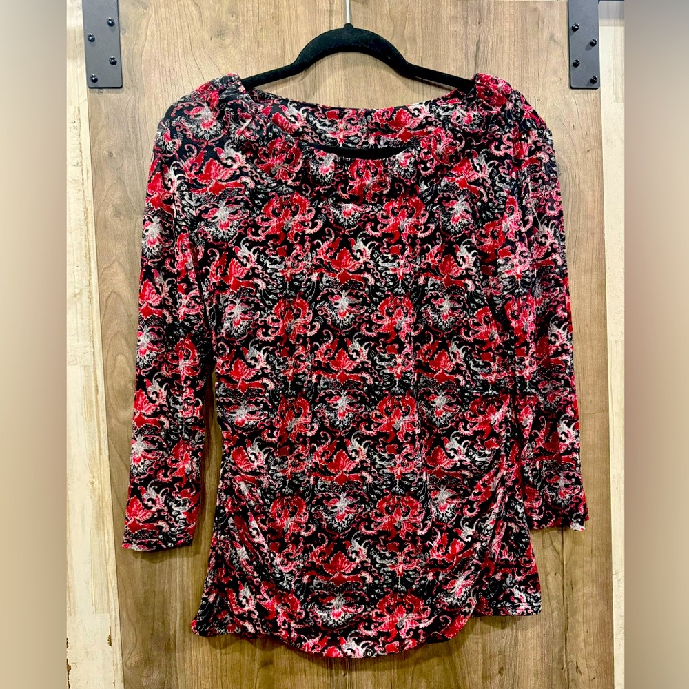 GNW red and black ruched blouse size L